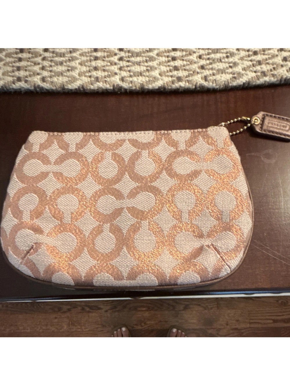 Coach Beige and Tan Signature Wristlet